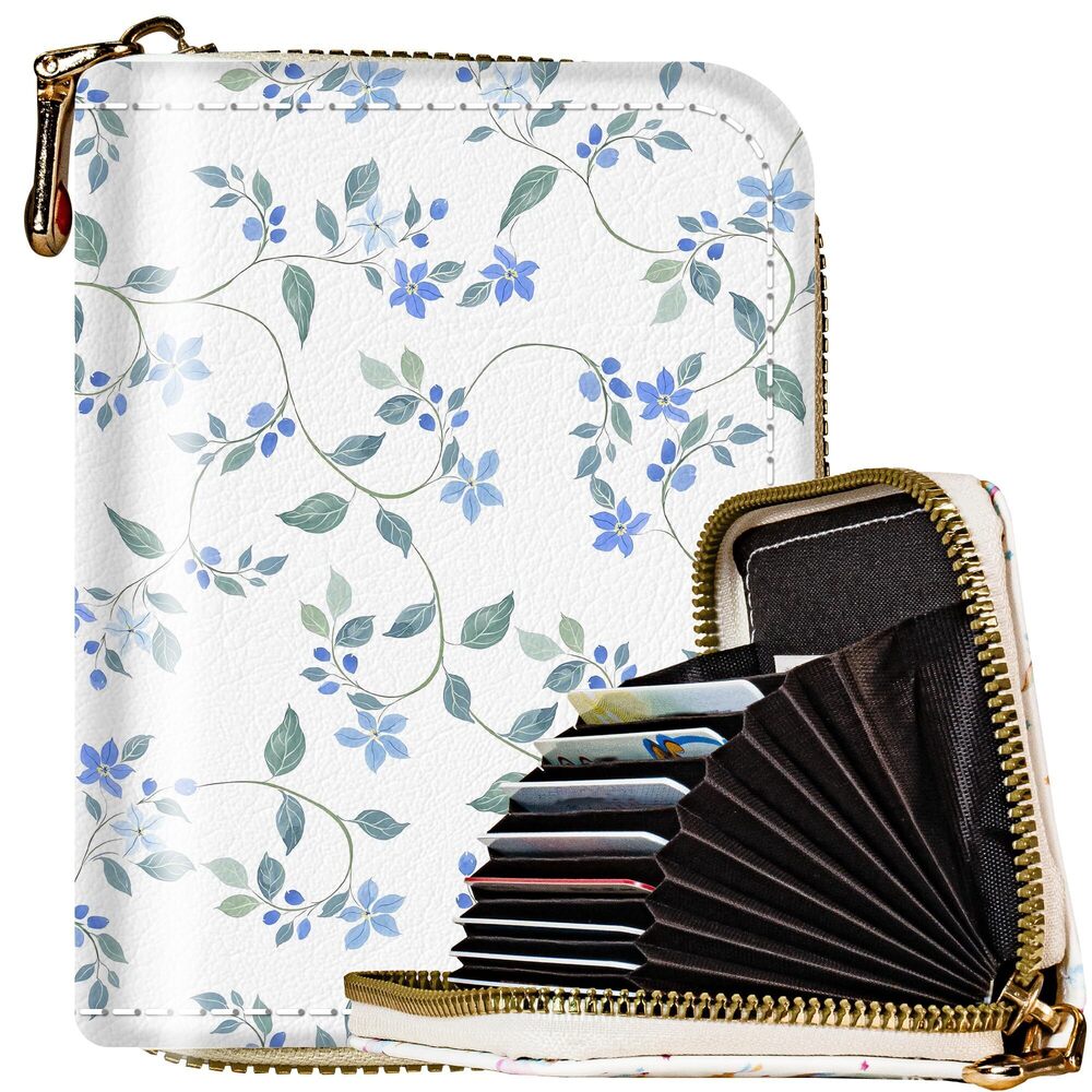 1906 Credit Card Holder , Aesthetic Floral RFID Credit Card Wallet